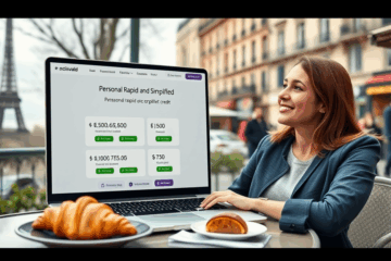 Personne utilisant un ordinateur pour demander un crédit rapide en ligne