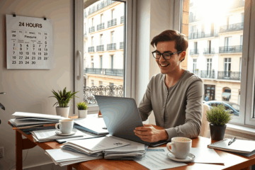 Une personne heureuse recevant un virement instantané grâce à un prêt simplifié