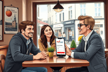 Illustration of a person receiving a quick personal loan from Banque Rhône-Alpes without paperwork.