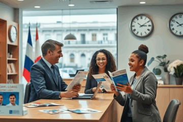 Personne signant des documents pour un prêt personnel à La Banque Postale.