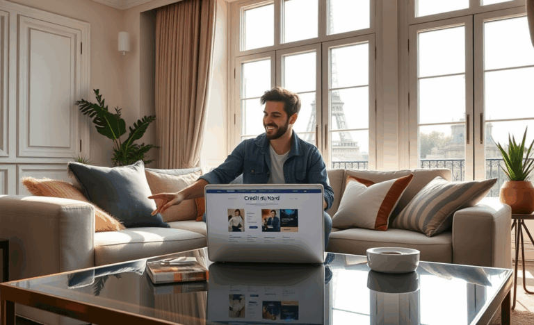 Person signing online loan agreement with Crédit du Nord