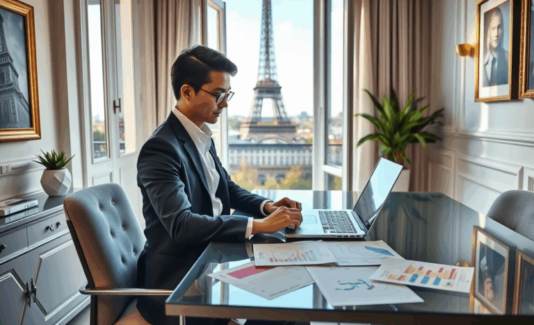 Un client vérifiant le montant de prêt accordé sur un ordinateur.