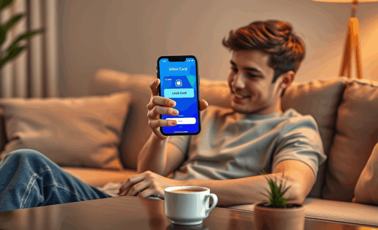 Un utilisateur débloquant sa carte de crédit via une application bancaire.